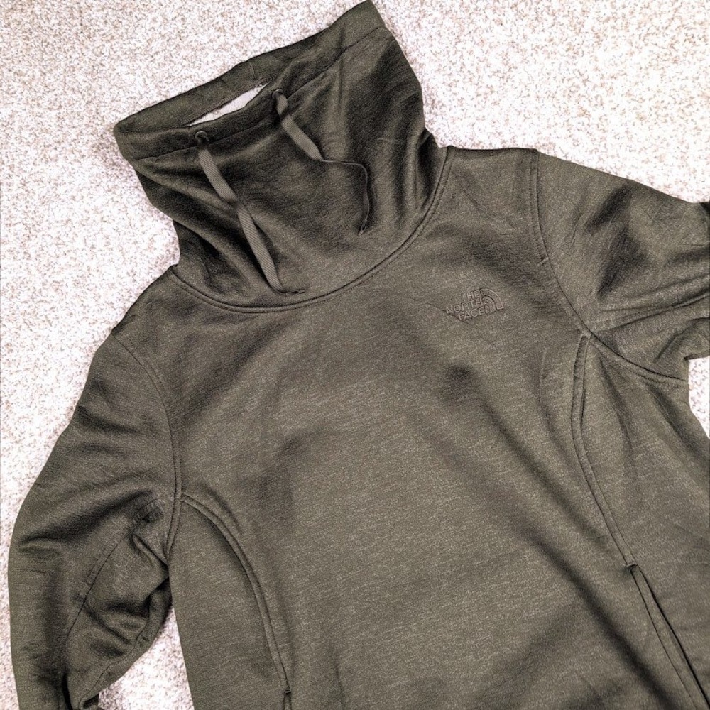 The North Face Women Green Long Sleeve Cowl Neck Fleece Mattea Pullover Flawed‎